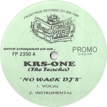 KRS-One, The Teacha : No Wack DJ's / I Will Make It (12", Promo)