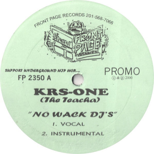 KRS-One, The Teacha : No Wack DJ's / I Will Make It (12", Promo)