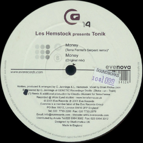 Les Hemstock Presents Tonik : Money (12", M/Print)