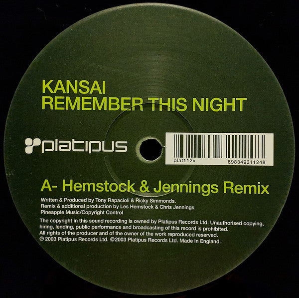 Kansai : Remember This Night (12", Two)