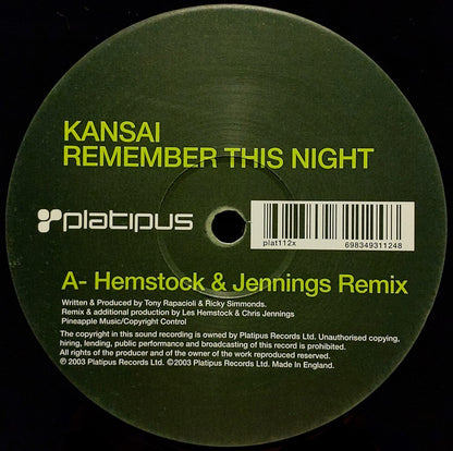 Kansai : Remember This Night (12", Two)