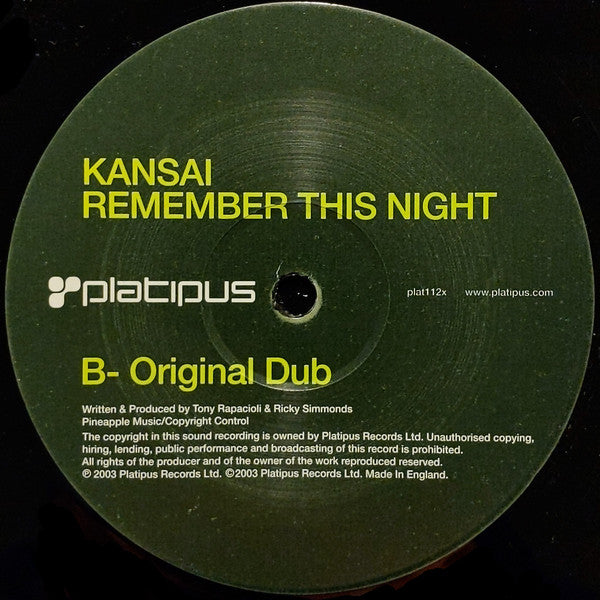 Kansai : Remember This Night (12", Two)