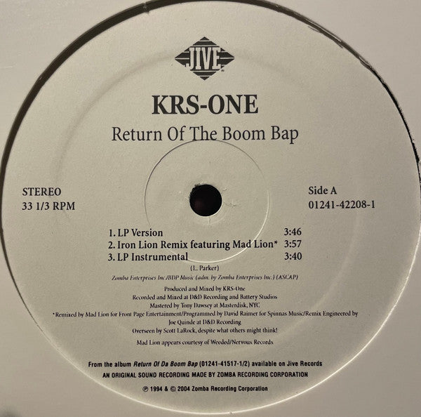 KRS-One : Return Of The Boom Bap (12", Maxi)
