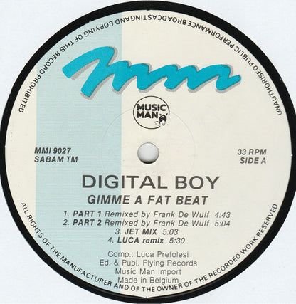 Digital Boy : Gimme A Fat Beat (Remix) / Kokko (12")