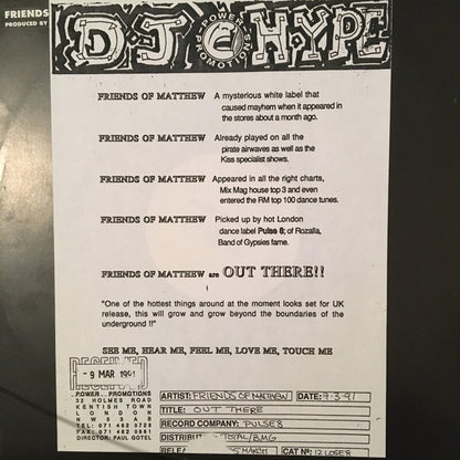 Friends Of Matthew : Out There (12", Promo, W/Lbl)