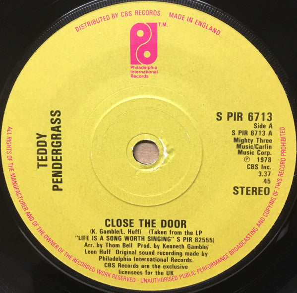 Teddy Pendergrass : Close The Door / Only You (7")