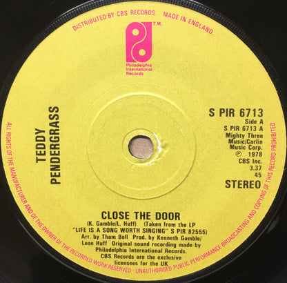 Teddy Pendergrass : Close The Door / Only You (7")