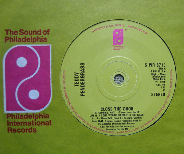 Teddy Pendergrass : Close The Door / Only You (7")
