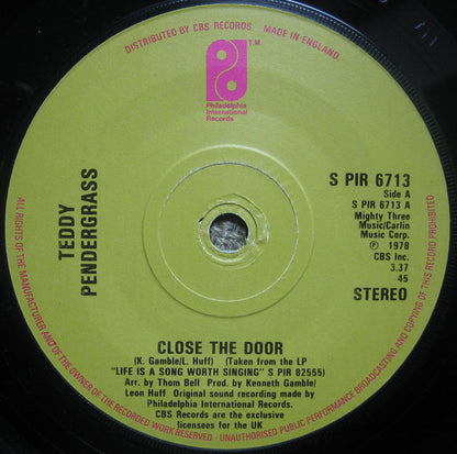 Teddy Pendergrass : Close The Door / Only You (7")