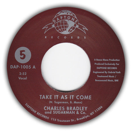 Charles Bradley And Sugarman & Co.* : Take It As It Come (7", Single, RP, Red)