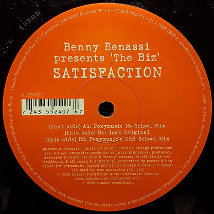 Benny Benassi Presents The Biz (5) : Satisfaction (12")