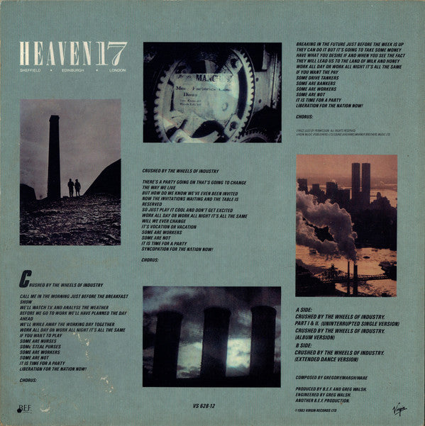 Heaven 17 : Crushed By The Wheels Of Industry (Part I & II) (12", Single)