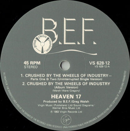 Heaven 17 : Crushed By The Wheels Of Industry (Part I & II) (12", Single)