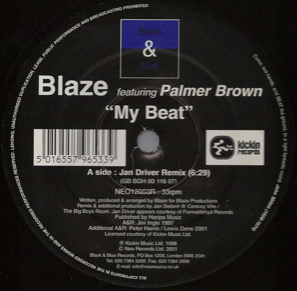 Blaze Featuring Palmer Brown : My Beat (12")