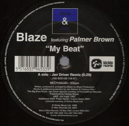 Blaze Featuring Palmer Brown : My Beat (12")