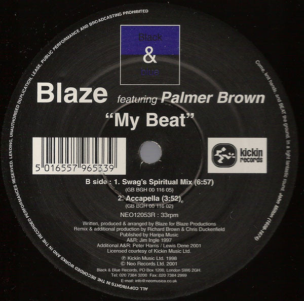 Blaze Featuring Palmer Brown : My Beat (12")