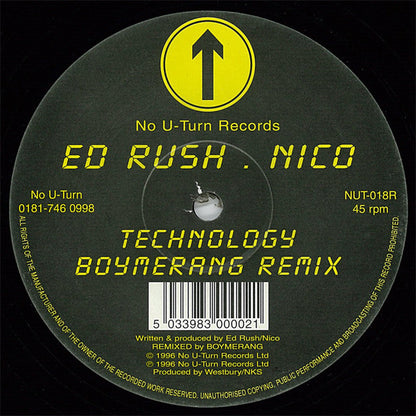 Ed Rush . Nico* : Technology (Boymerang Remix) (12", S/Sided, Etch)