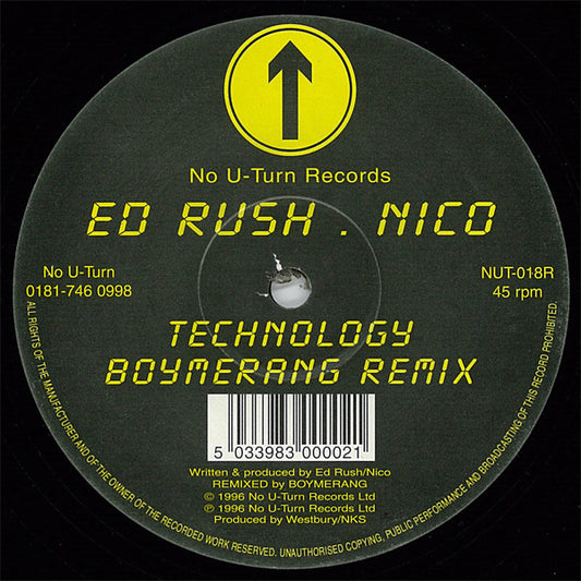 Ed Rush . Nico* : Technology (Boymerang Remix) (12", S/Sided, Etch)
