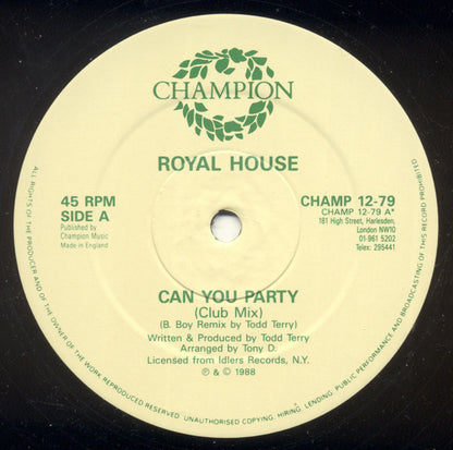 Royal House : Can You Party (12", Single, Com)