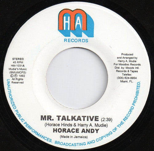 Horace Andy / Mudies All Stars : Mr. Talkative / Dub Talk (7", Single)