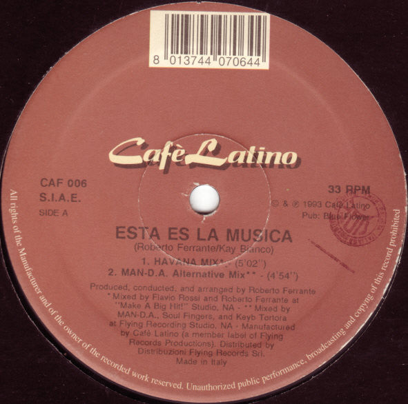 Cafe Latino : Esta Es La Musica (12")