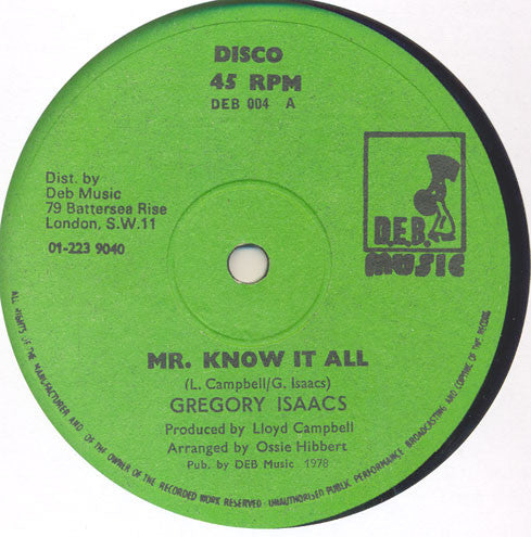 Gregory Isaacs : Mr. Know It All (12")