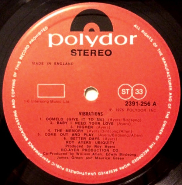 Roy Ayers Ubiquity : Vibrations (LP, Album)