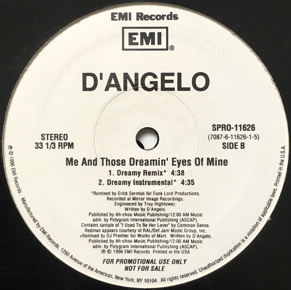 D'Angelo : Me And Those Dreamin' Eyes Of Mine (The Remixes) (2x12", Promo)