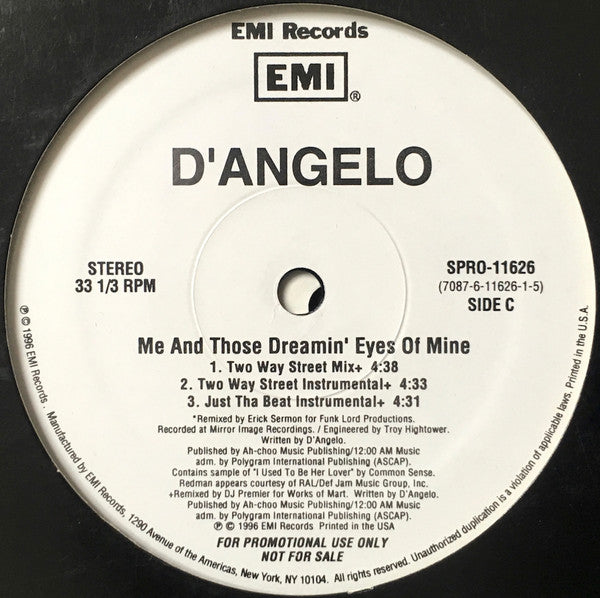 D'Angelo : Me And Those Dreamin' Eyes Of Mine (The Remixes) (2x12", Promo)