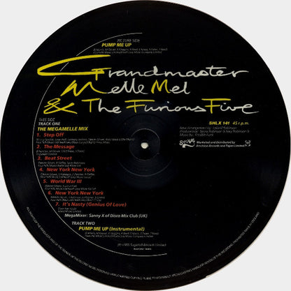 Grandmaster Melle Mel & The Furious Five : Pump Me Up (12", P/Mixed, Pic)