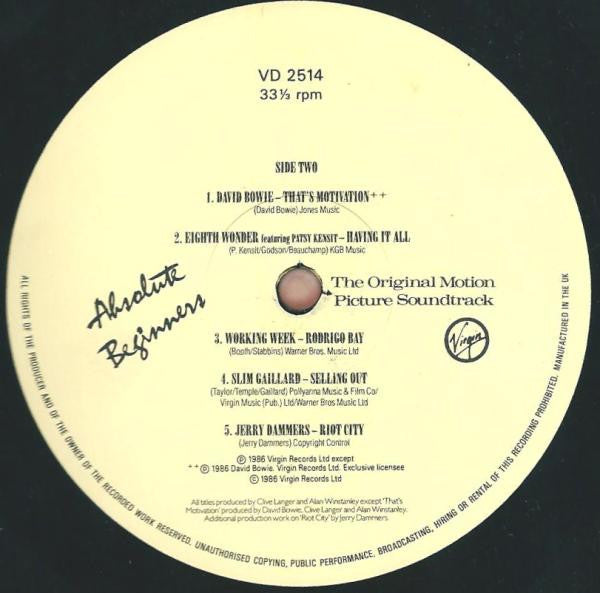 Various : Absolute Beginners (The Original Motion Picture Soundtrack) (2xLP, Album, Gat)
