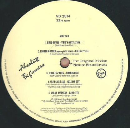 Various : Absolute Beginners (The Original Motion Picture Soundtrack) (2xLP, Album, Gat)