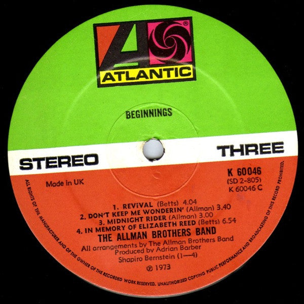The Allman Brothers Band : Beginnings (2xLP, Comp, Gat)