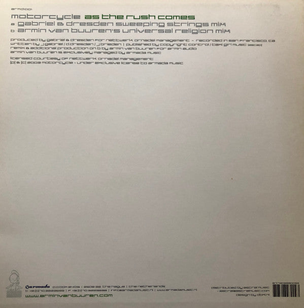 Motorcycle : As The Rush Comes (Remixes By Gabriel & Dresden And Armin Van Buuren) (12")