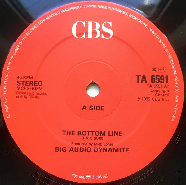 Big Audio Dynamite : The Bottom Line (12", Single)