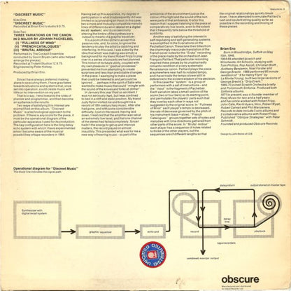 Brian Eno : Discreet Music (LP, Album, Gre)