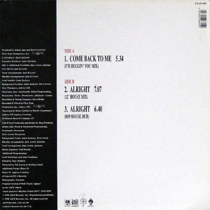 Janet Jackson : Come Back To Me / Alright (12", Single, Ltd, Pos)