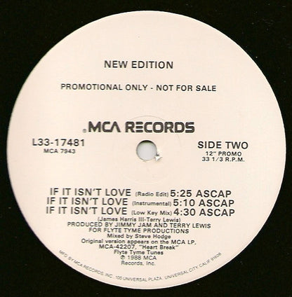 New Edition : If It Isn't Love (12", Single, Promo)