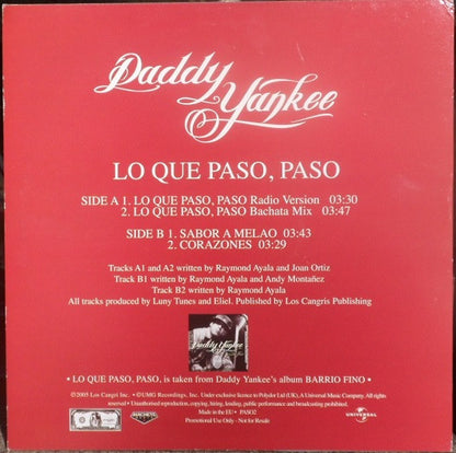 Daddy Yankee : Lo Que Paso, Paso (12", Promo)