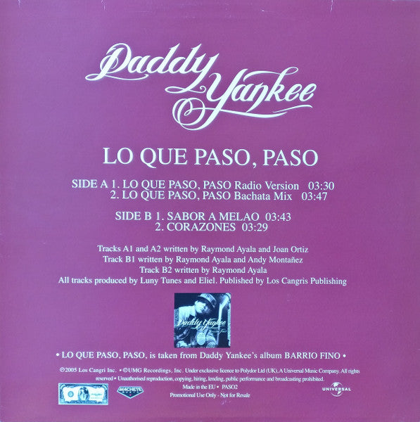 Daddy Yankee : Lo Que Paso, Paso (12", Promo)