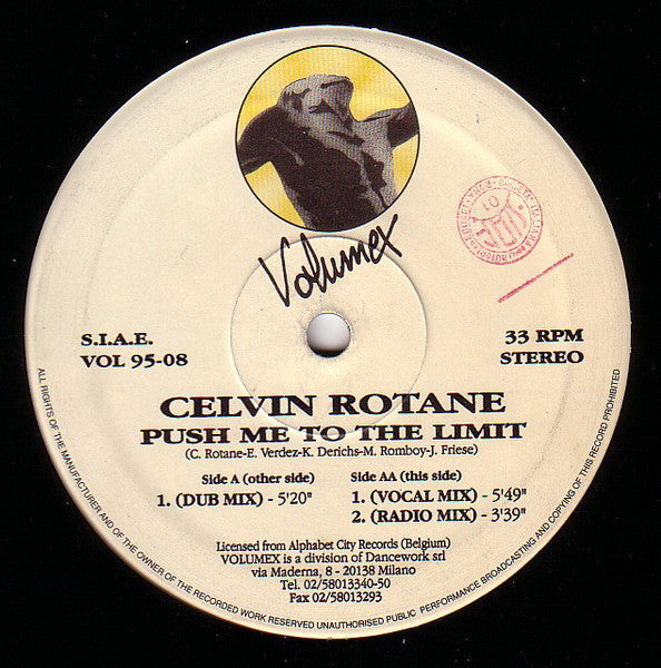Celvin Rotane : Push Me To The Limit (12")