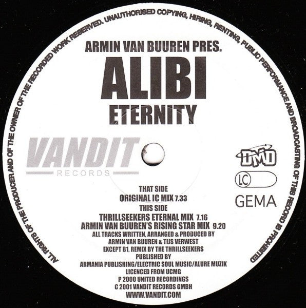 Armin van Buuren Pres. Alibi : Eternity (12")