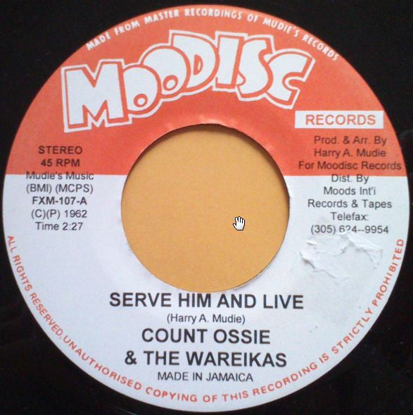 Count Ossie & The Wareikas : Serve Him And Live (7", RE)