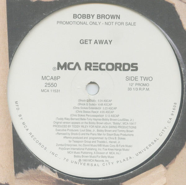 Bobby Brown : Get Away (12", Single, Promo)