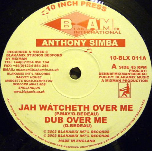 Anthony Simba : Jah Watcheth Over Me / Young Gun (10")