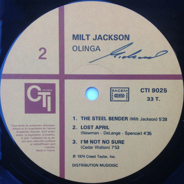Milt Jackson : Olinga (LP, Album, RE)