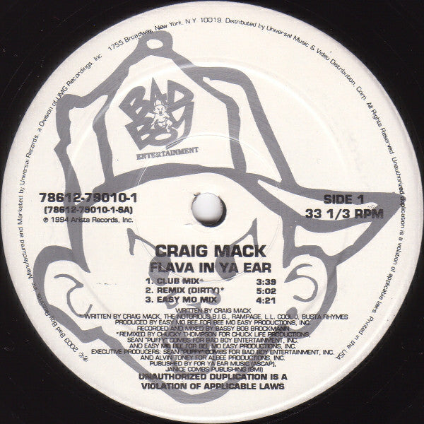 Craig Mack : Flava In Ya Ear (12", RE)