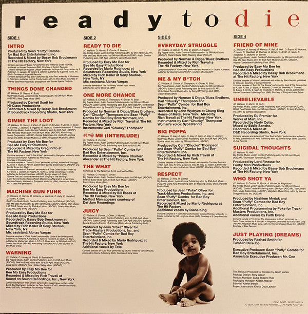 Notorious B.I.G. : Ready To Die (2xLP, Album, RE, Sil)
