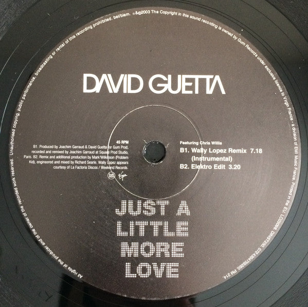 David Guetta Featuring Chris Willis : Just A Little More Love (12")