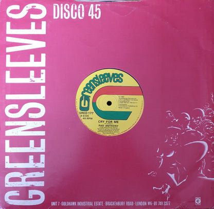 Wayne Smith / Pad Anthony : Sleng Teng Mix Down Remix / Cry For Me (12")